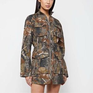 Maniere De Voir Camouflage Utility Mini Dress Jacket